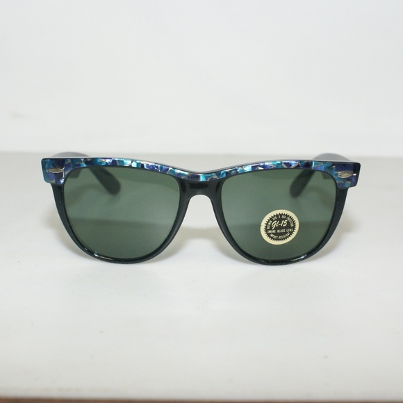 NWT Vintage 80's Large Blues Bros II Designer Sunglasses (Black/Blue) - Picture 1 of 4
